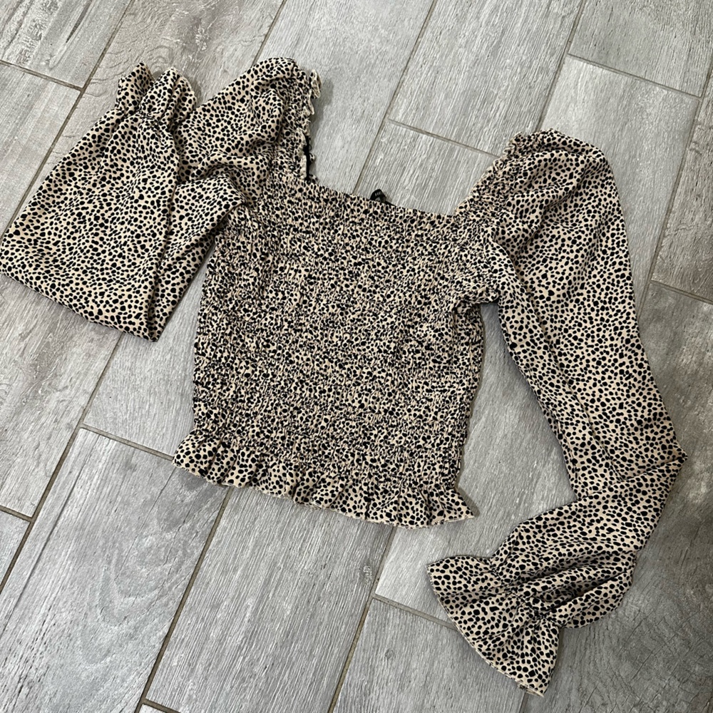 Leopard Puff Sleeve Top